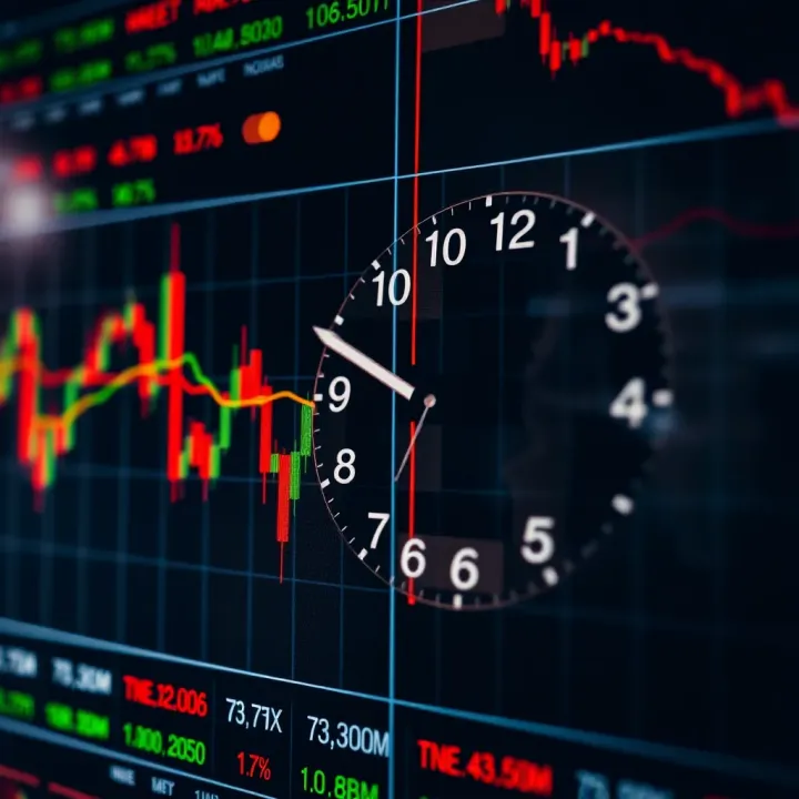 Flexible Trading Hours in Forex Market Graph depicting fluctuating currency exchange rates with overlay of trading hours clock to illustrate flexible forex trading times