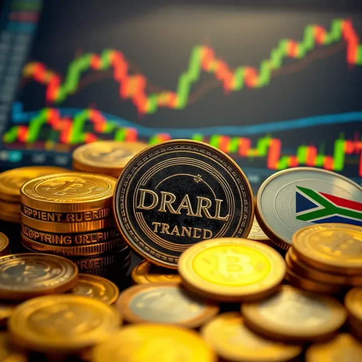 Financial Overview of Binary Options in South Africa South African Rand coins and financial charts representing trading risks and benefits