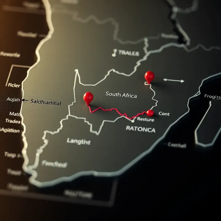 Map of South Africa highlighting regions affected by binary trading scams and measures of protection