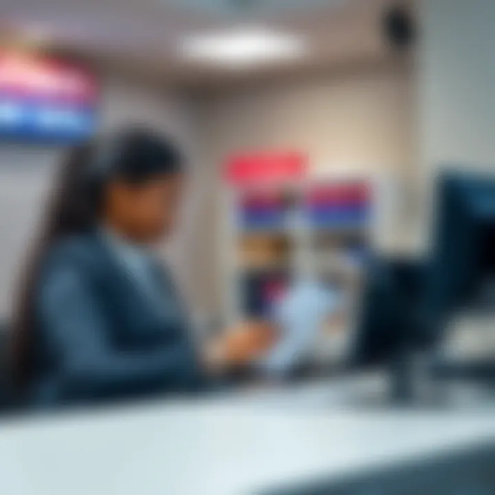 Customer Service at Bedfordview Traffic Department for Licence Renewals and Payments Desk at Bedfordview Traffic Department with a staff member assisting a customer with licence renewal paperwork