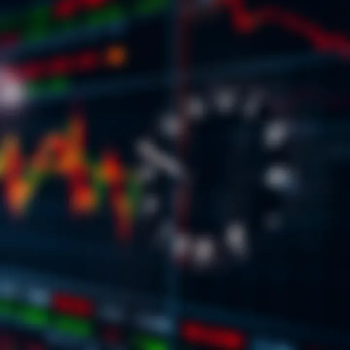 Graph depicting fluctuating currency exchange rates with overlay of trading hours clock to illustrate flexible forex trading times