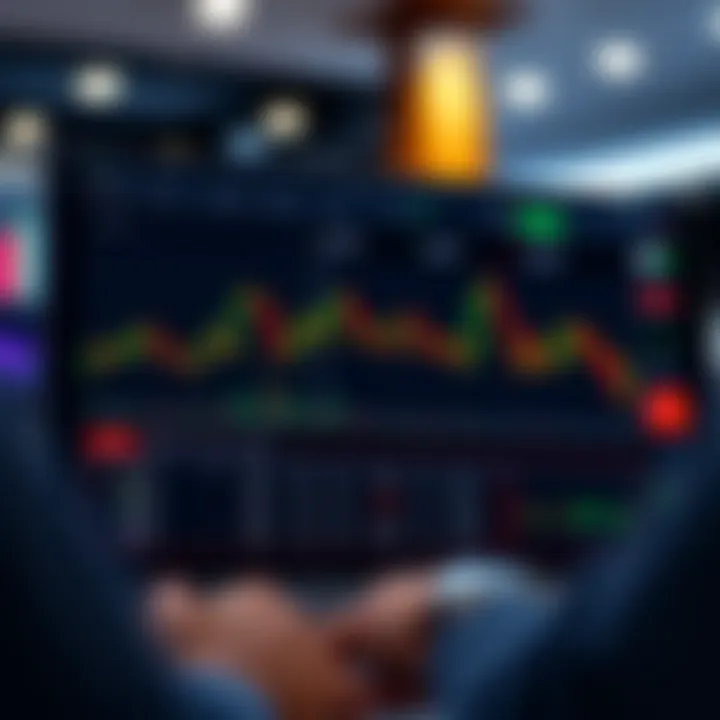 User interface of a binary options trading platform showing a demo account dashboard with charts and trading options