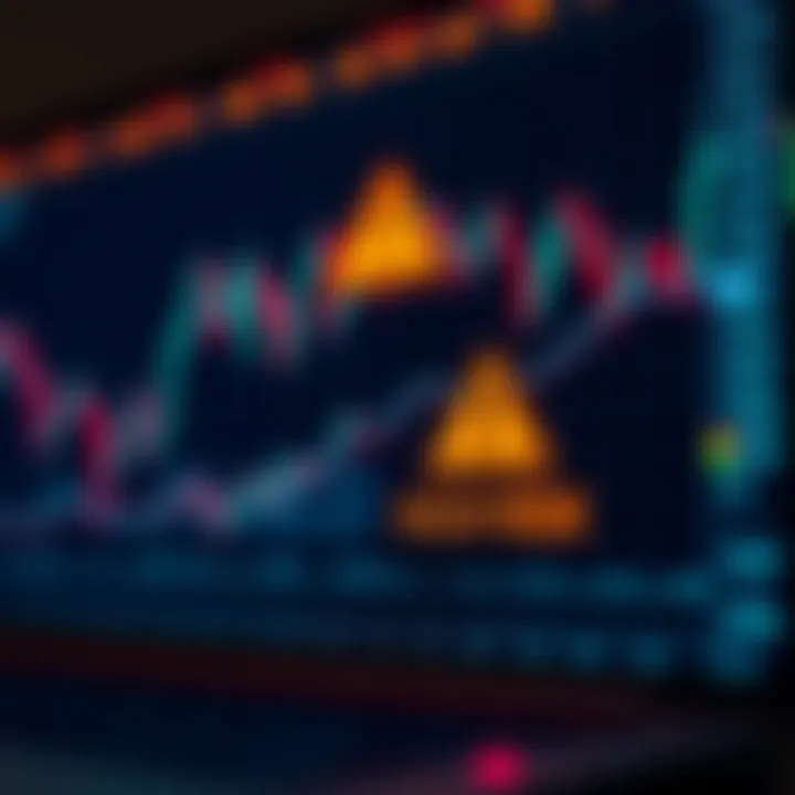 Conceptual illustration showing a financial chart with caution symbols indicating high risk in trading binary options