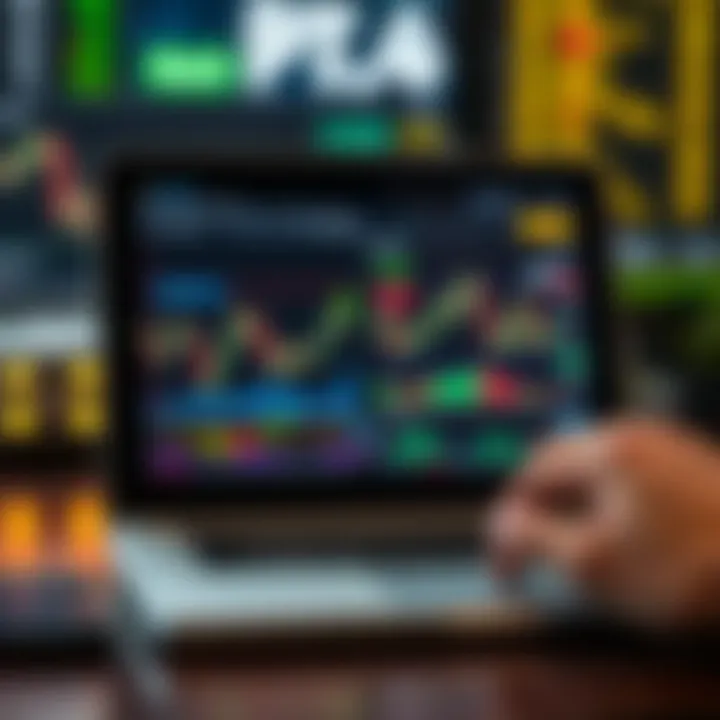 Digital device displaying forex trading charts and educational video content