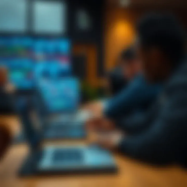 Classroom setting with students learning about forex trading on laptops in South Africa