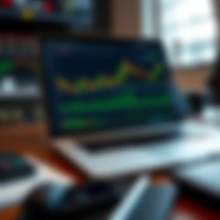 Forex Market Data and Analysis on Laptop Illustration of a laptop displaying forex market data with financial charts and analysis tools