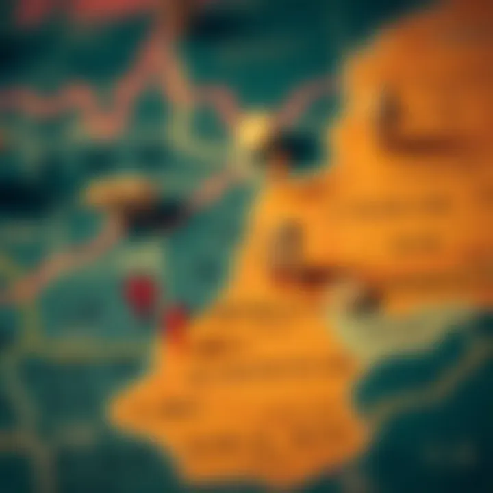 Local Market Factors Affecting Forex Trading in Bloemfontein Map highlighting Bloemfontein with financial symbols representing local market influences