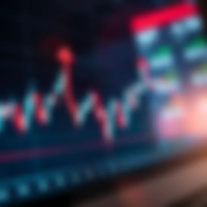 Graph showing currency exchange rates with upward trend indicators