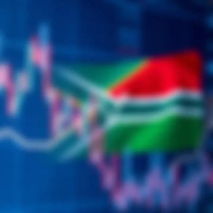 Regulatory Framework Governing Forex Trading in South Africa South African flag overlaying a digital forex trading chart with upward and downward trends