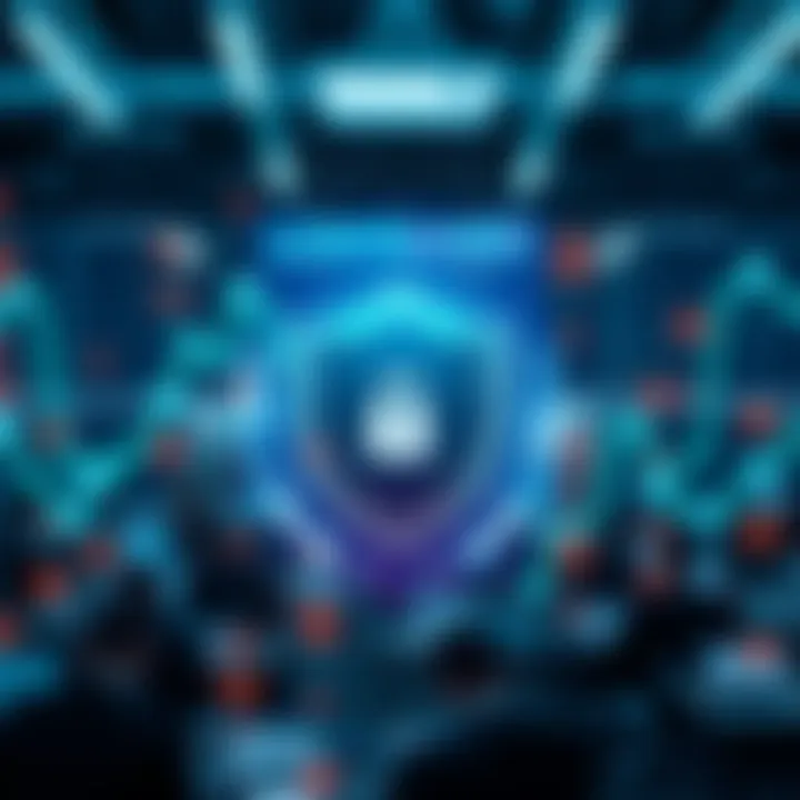 Illustration of digital security shield protecting business assets from fraud and cyber threats