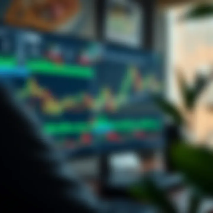 Computer screen displaying forex trading charts and educational content