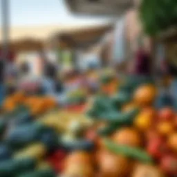 Fresh assortment of fruits and vegetables displayed at a vibrant outdoor market in Somerset West