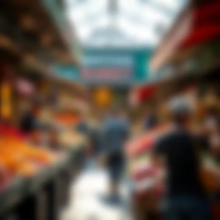 Market traders and buyers engaging in lively trade under natural daylight at Montana Market