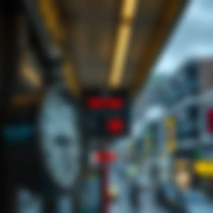 Clock showing store opening and closing times against a South African city backdrop