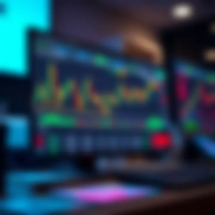 Computer screen with forex demo account dashboard and trading charts