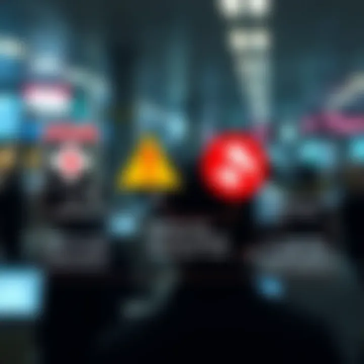 Graphic showing warning signs of fraudulent binary options platforms including lack of regulation and unrealistic profit promises