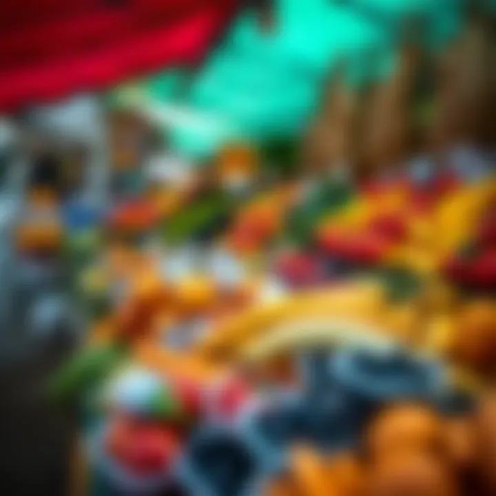 Colorful fresh fruits and vegetables displayed neatly at a vibrant outdoor market stall in Kuilsriver