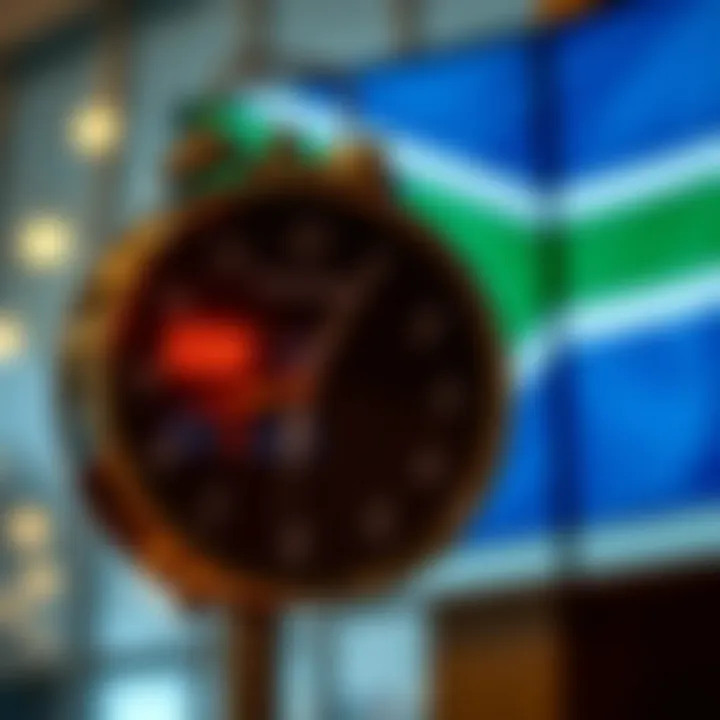 Standard Bank Trading Hours in South Africa Clock showing standard bank trading hours with South African flag in background