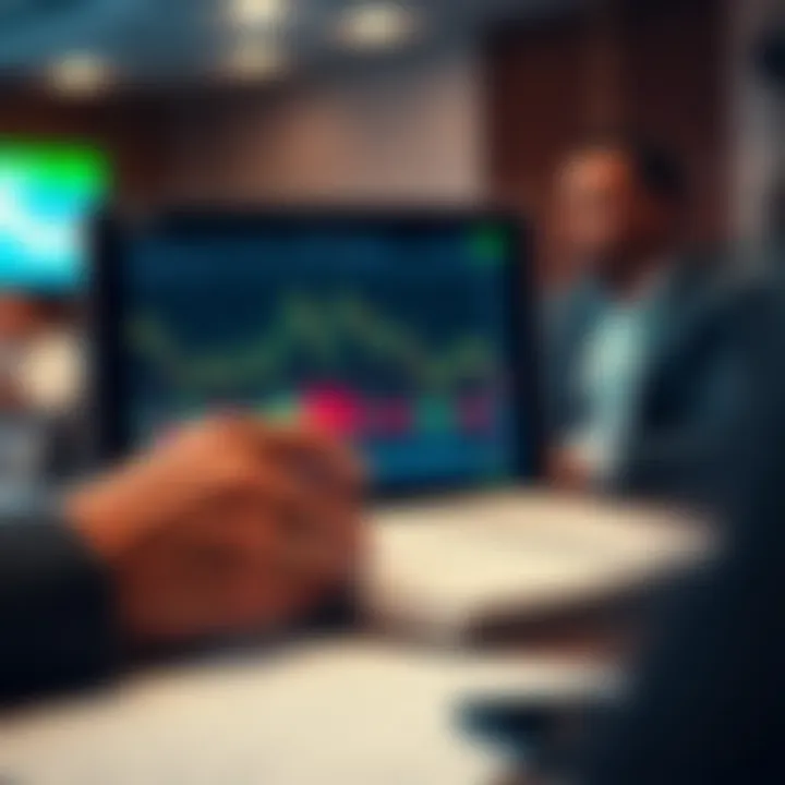 A detailed forex market chart displayed on a digital device alongside seminar notes