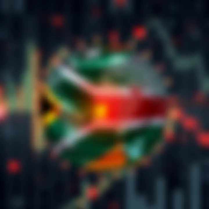 South Africa and Global Forex Market Connection South African flag merged with global forex market symbols