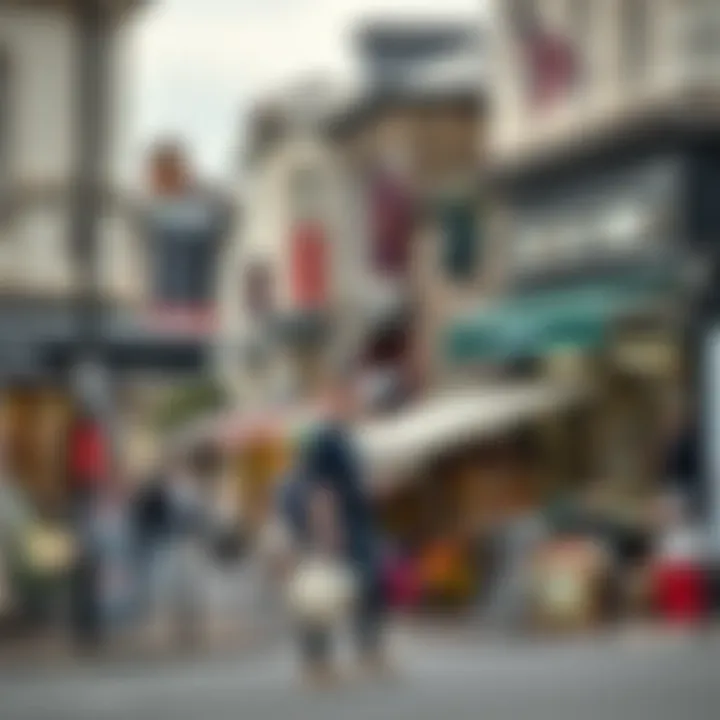 Bustling Busy Corner street with open shops and active market stalls in Athlone