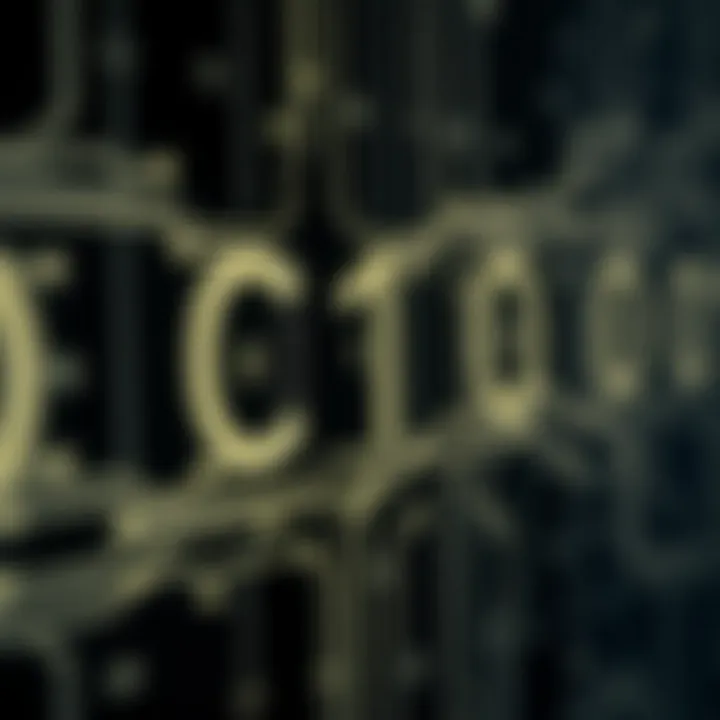 Diagram illustrating the representation of information using binary digits with zeroes and ones connecting electronic circuits
