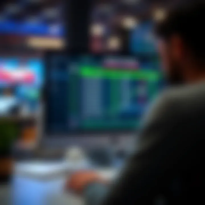 Illustration of a deceptive online platform showing fraudulent binary options offers on a computer screen