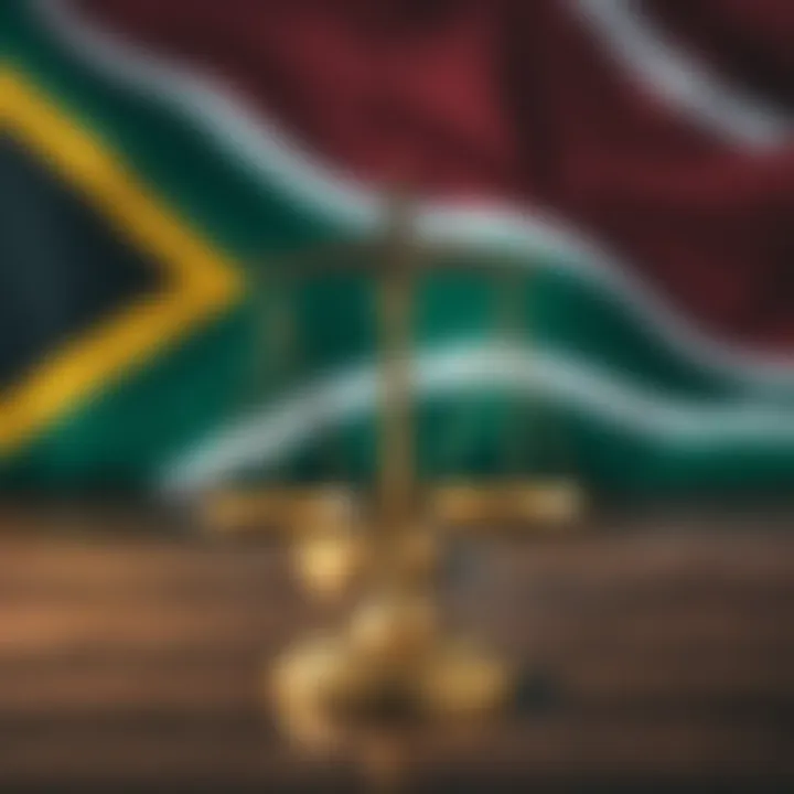 Legal Framework for Binary Options Trading in South Africa Illustration of legal scales with South African flag background