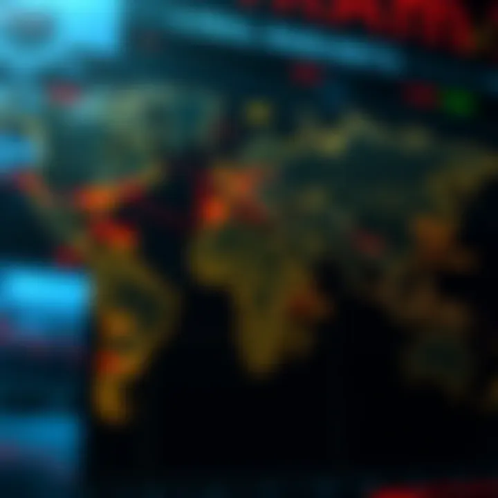 Global forex market sessions highlighted on a world map showing major financial centers and trading hours