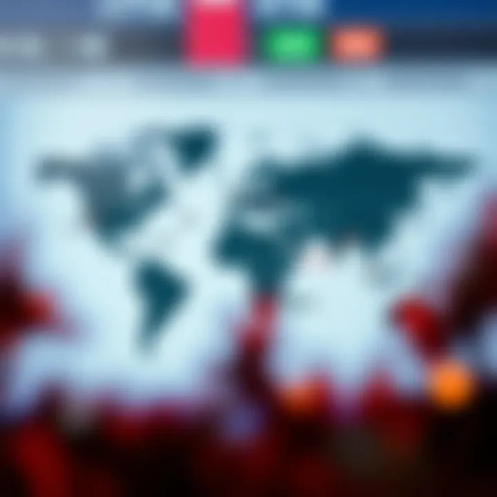 World map highlighting major forex trading sessions with South African Standard Time overlay