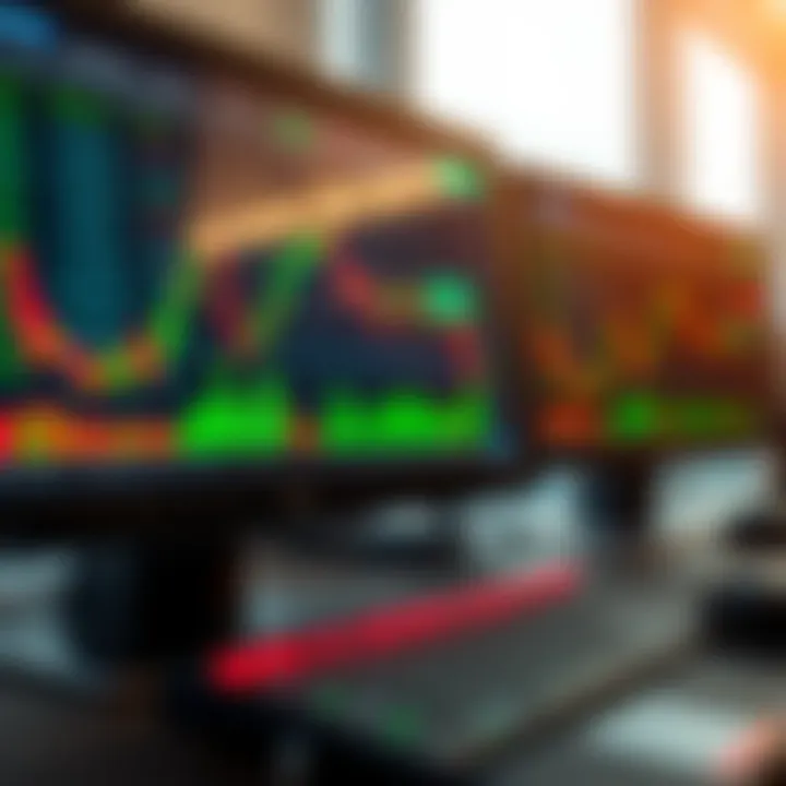 Overview of forex trading platform with charts and currency symbols on screen