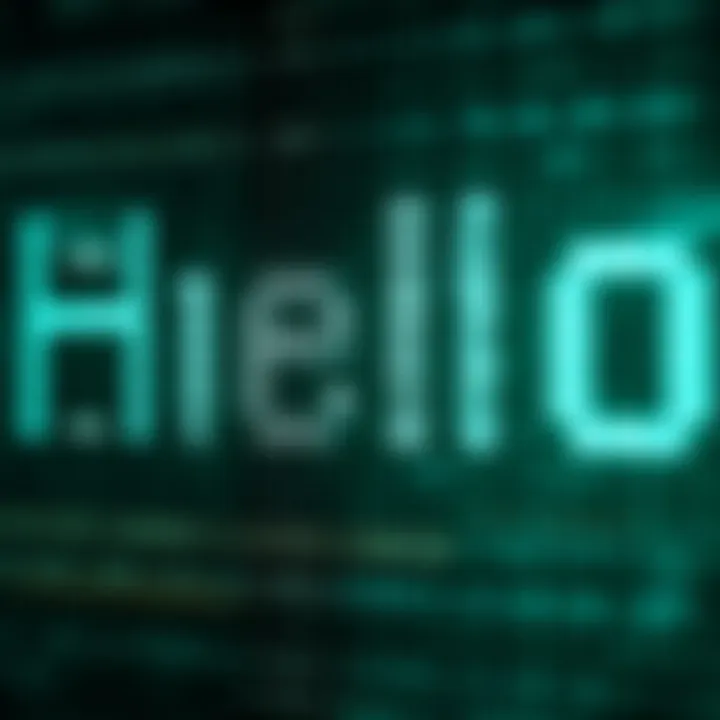 Diagram showing the binary representation of the phrase Hello World using ASCII codes