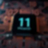 Illustration of a computer chip with binary digits overlay symbolizing digital computation