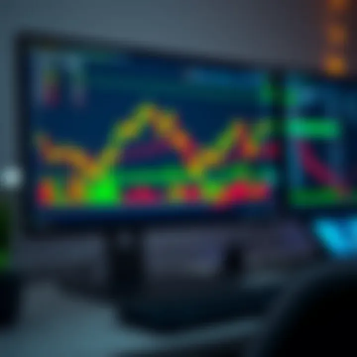 Forex Trading Platform with Live Currency Charts Illustration of a computer screen displaying a forex trading platform with charts and currency pairs