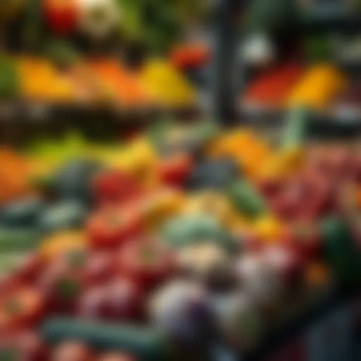 Fresh variety of colorful fruits and vegetables displayed at Willowbridge market stall