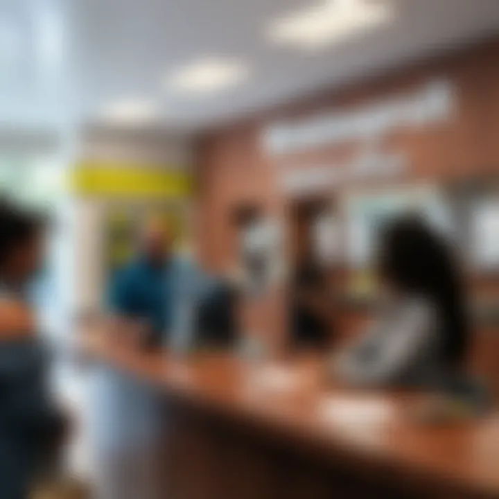 Customer service desk at Winklespruit Licence Office with staff assisting visitors