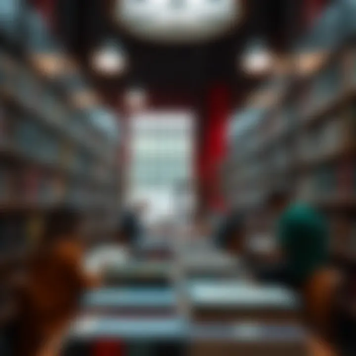 Visitors reading books inside Wynberg Library with shelves filled with various titles