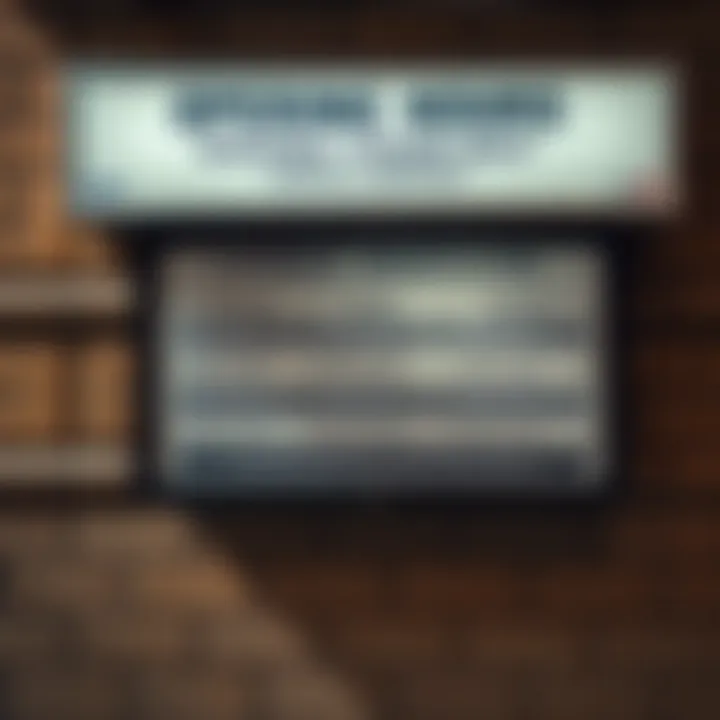 Notice board displaying operating hours and available services at Xavier Junction License Department