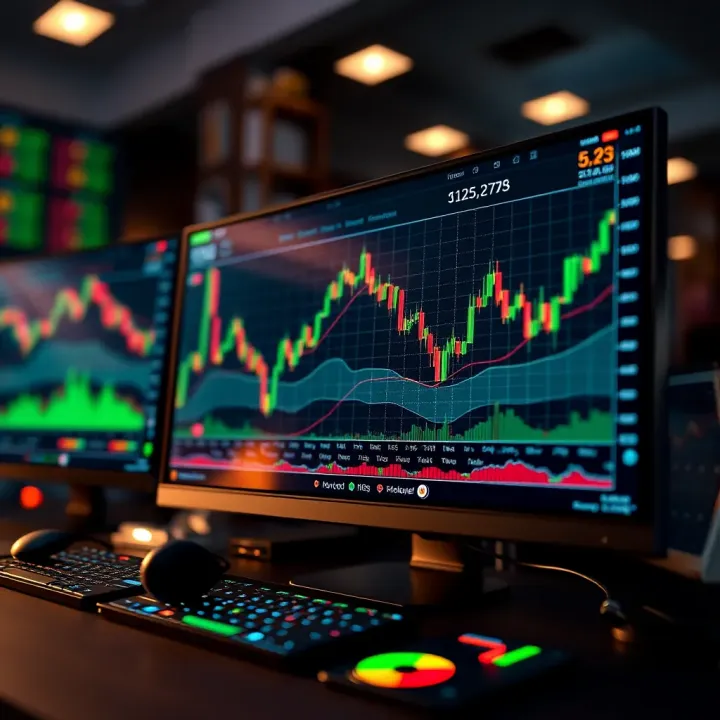 Interface of forex trading system software displaying currency charts and indicators