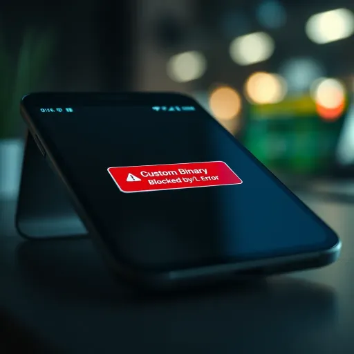 Custom Binary Blocked Error Notification on Android Device Android smartphone displaying a warning message about custom binary blocked error on the screen