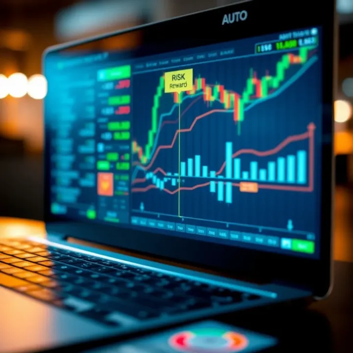 Balancing Risk and Reward in Binary Option Auto Trading Digital interface illustrating risk and reward balance in auto trading