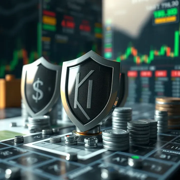 Risk Management Strategies for Sustainable Forex Trading Conceptual representation of risk management with protective shields and financial symbols