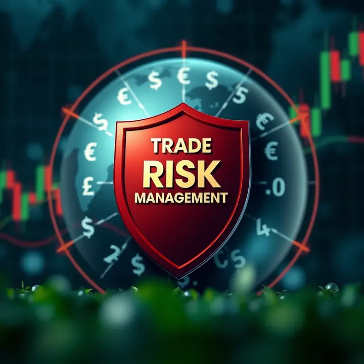 Risk Management Fundamentals in Forex Trading Conceptual diagram of risk management with shield and currency symbols around a globe