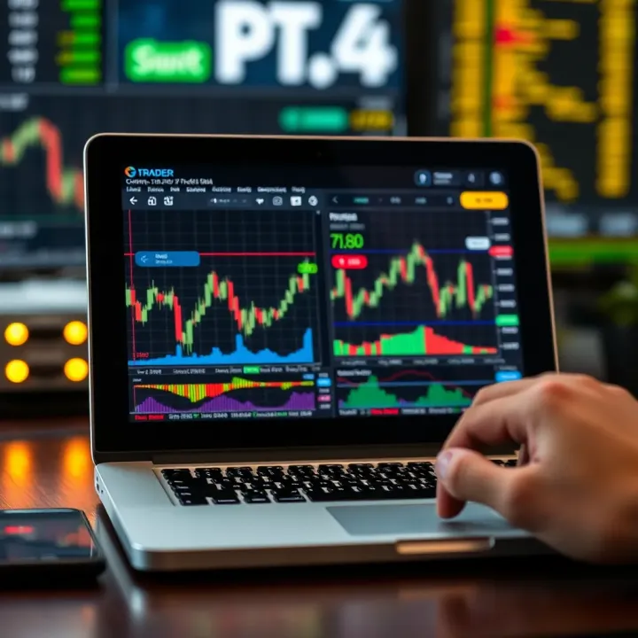 Forex Trading Charts and Educational Video Content on Digital Device Digital device displaying forex trading charts and educational video content