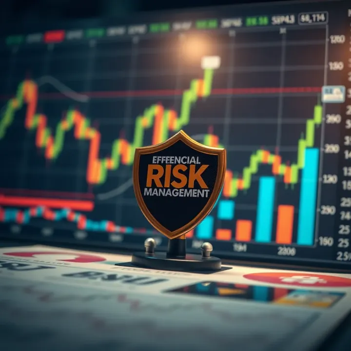 Effective Financial Risk Management in Trading Conceptual illustration of managing financial risks using charts and protective shields