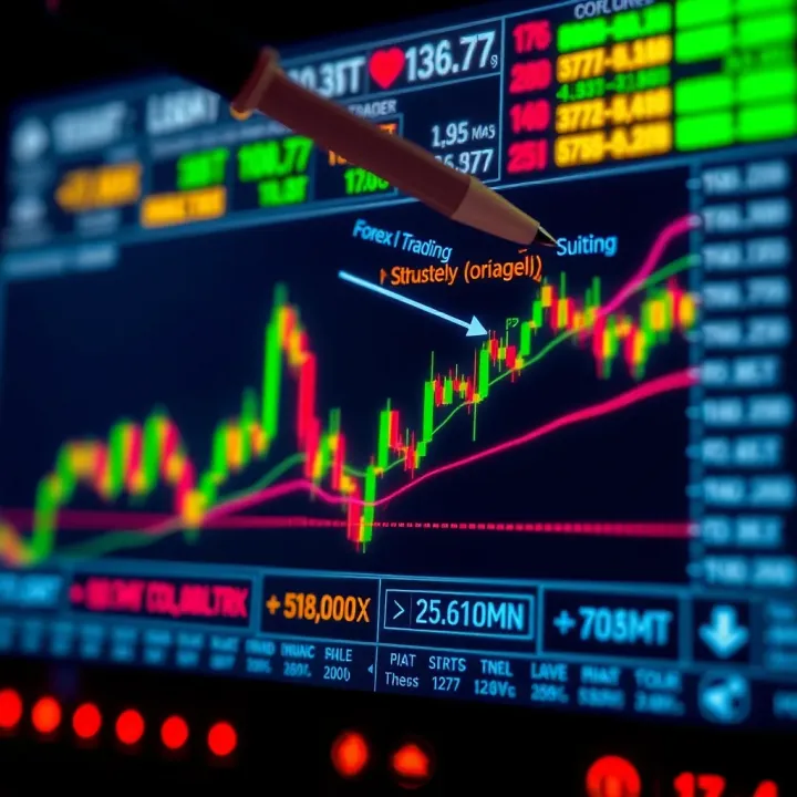 Forex Market Trends and Trading Strategies Overview Graph depicting forex market trends with annotated technical indicators and trading strategy notes