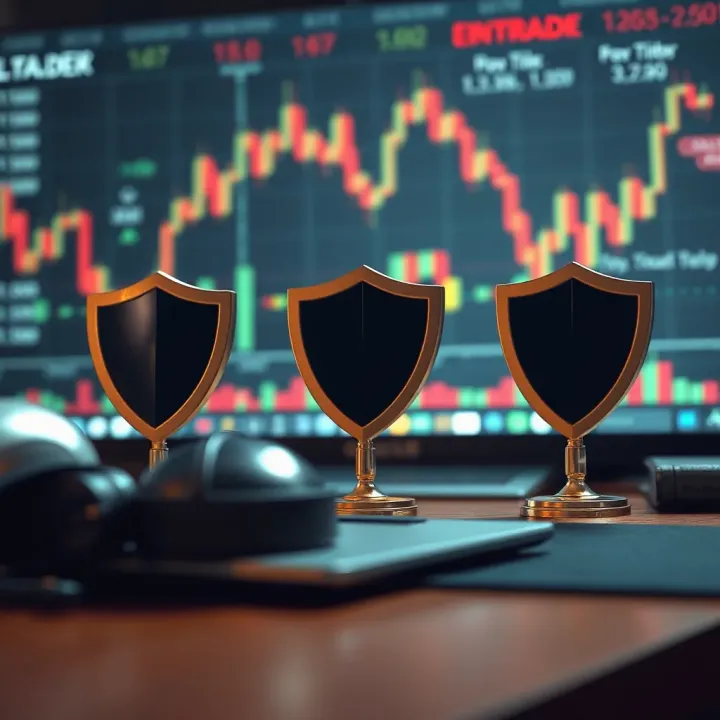 Illustration of risk management strategies in forex trading with charts and protective shields