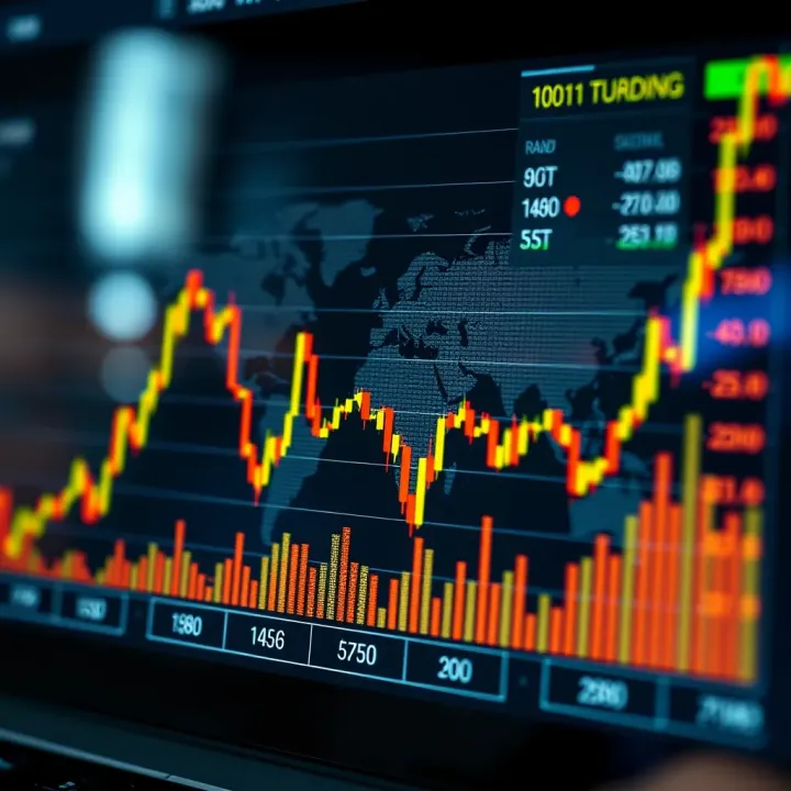 Graph showing currency exchange trends with South African rand and global currencies