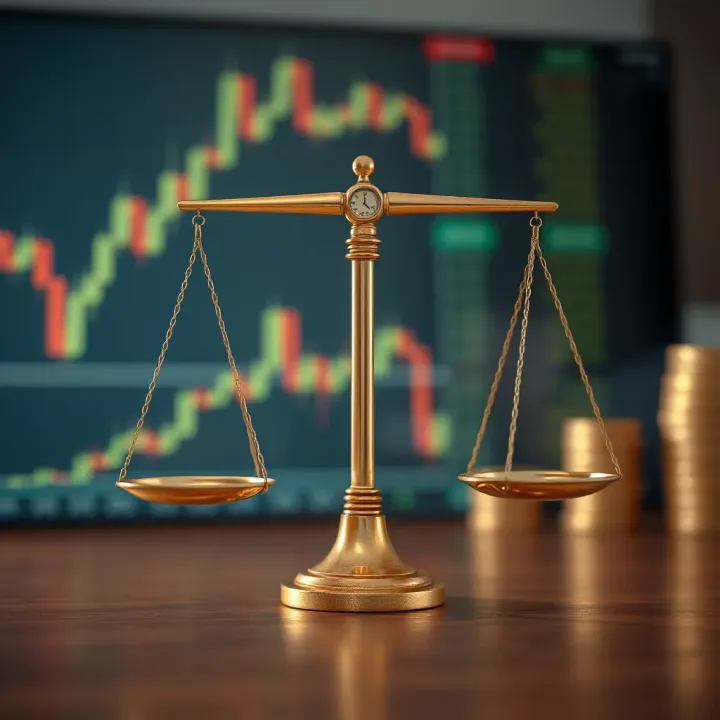 Effective Risk Management in Forex Trading Graphic showing a balanced scale representing risk management strategies in forex markets
