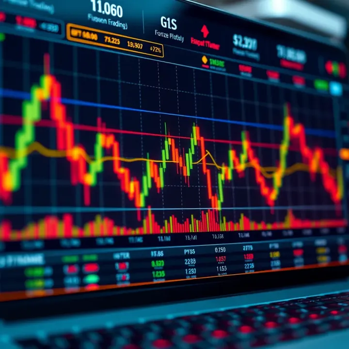 Forex Trading Platform with Live Currency Charts Digital forex trading platform interface displaying currency charts and real-time data